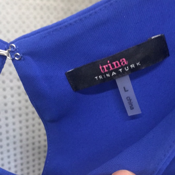 NWOT Trina Turk cobalt Blue cocktail dress flowy flattering beautiful fast ship - Picture 2 of 8